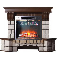 Каминокомплект Interflame Экстер угловой средний дуб с очагом Sirius 30 LED FX Brass